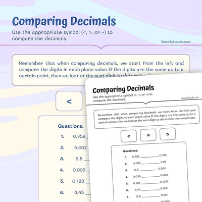 Comparing Decimals - worksheet educational content