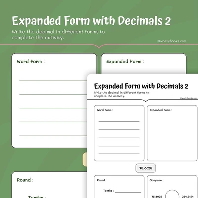 Writing Expanded Form with Decimals - worksheet educational content