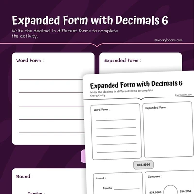 Decimal Numbers in Expanded Form - worksheet educational content