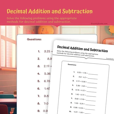 Adding and Subtracting Decimals - worksheet educational content