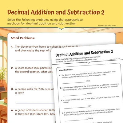 Addition of Decimals - worksheet educational content