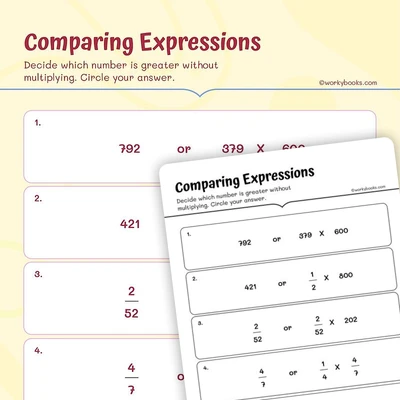Comparing Algebraic Equations - worksheet educational content