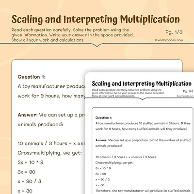 Scaling and Interpreting Multiplication - worksheet educational content