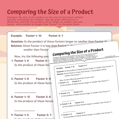 Comparing the Size of a Product - worksheet educational content