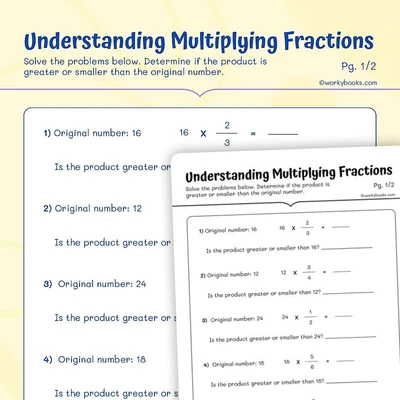 Applying Multiplying Fractions - worksheet educational content