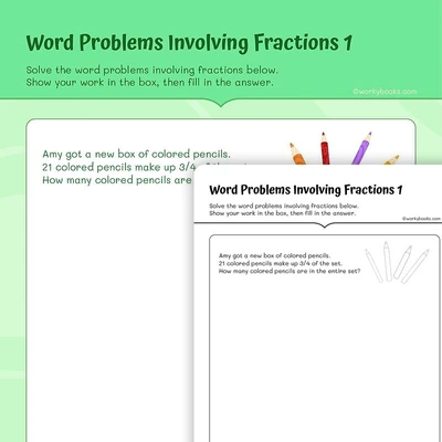 Two Step Fraction Word Problems - worksheet educational content