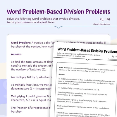 Word Problem for Division - worksheet educational content