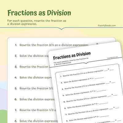 Dividing Fractions - worksheet educational content