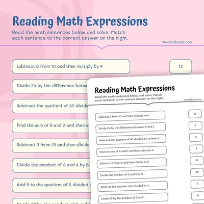 Reading Math Expressions - worksheet educational content