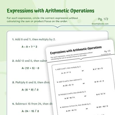 Expressions with Arithmetic Operations - worksheet educational content
