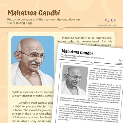 The Life and Legacy of Mahatma Gandhi - worksheet educational content