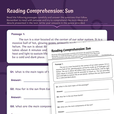 Reading Comprehension: Sun - worksheet educational content
