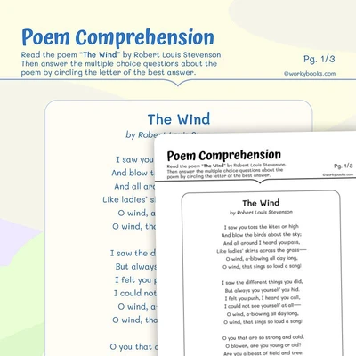 The Wind—Poem Comprehension - worksheet educational content