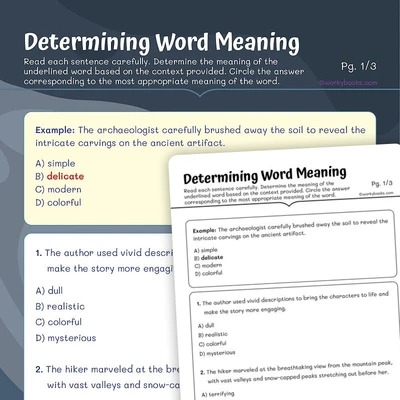 Determine the Word Meaning - worksheet educational content