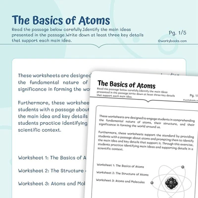 Understanding Atoms - worksheet educational content