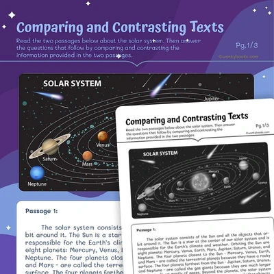 Comparing and Contrasting Texts—Solar System - worksheet educational content