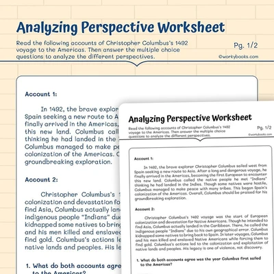 Analyzing Perspective -Christopher Columbus - worksheet educational content