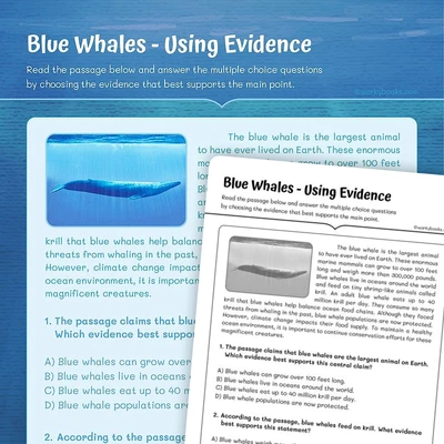 Blue Whales—Using Evidence - worksheet educational content