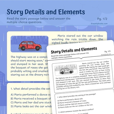 Story Details and Elements - worksheet educational content