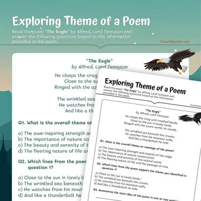 The Eagle' Exploring Theme of a Poem - worksheet educational content