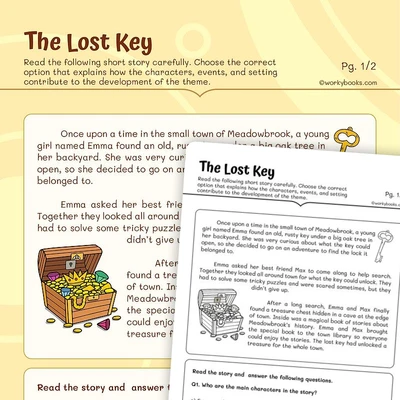 The Lost Key—Short Story - worksheet educational content
