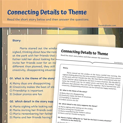 Connecting Details to Theme - Short Story - worksheet educational content