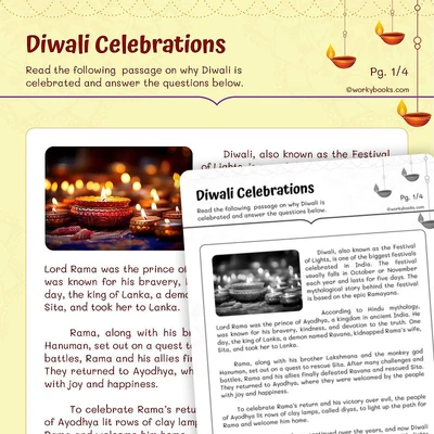 Diwali Celebrations - worksheet educational content