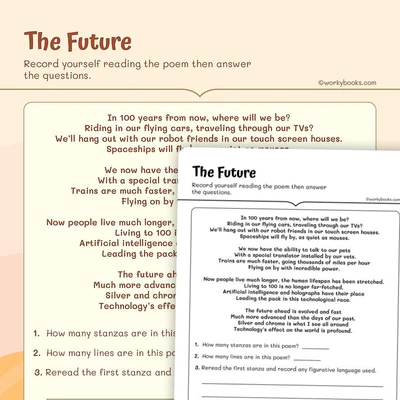 The Future—Poem Comprehension - worksheet educational content