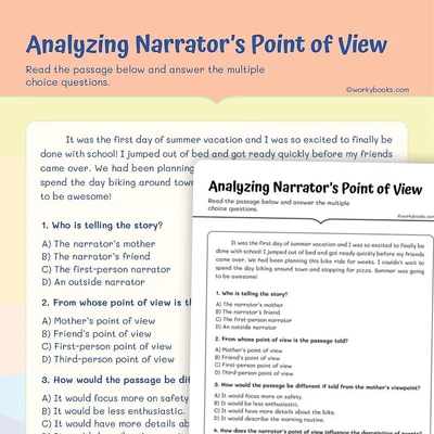 Analyzing Narrator’s Point of View - worksheet educational content