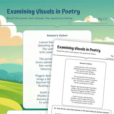 Season’s Colors Examining Visuals in Poetry - worksheet educational content