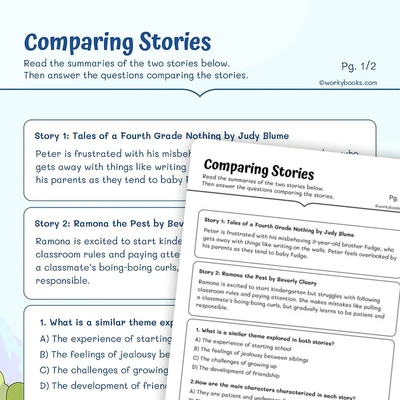 Compare and Contrast Two Stories - worksheet educational content