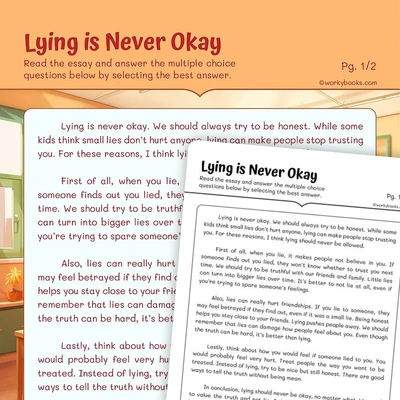 Persuasive Essay: Lying is Never Okay - worksheet educational content