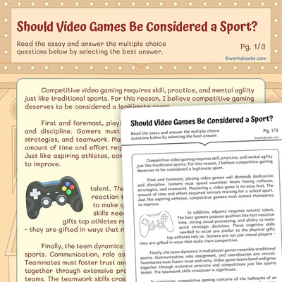 Should Video Games Be Considered a Sport? - worksheet educational content