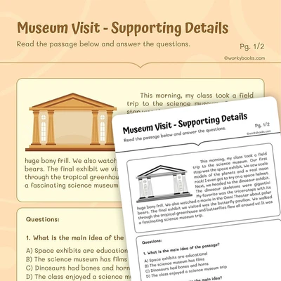 Musuem Visit — Supporting Details - worksheet educational content