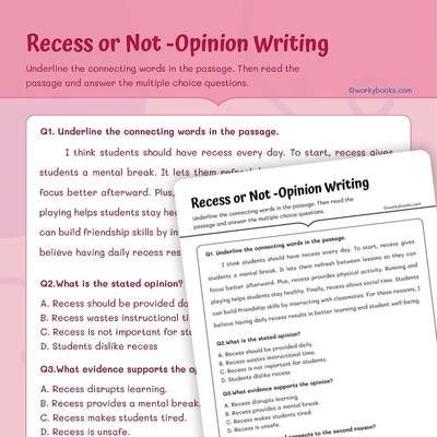 Recess or Not —Opinion Writing - worksheet educational content