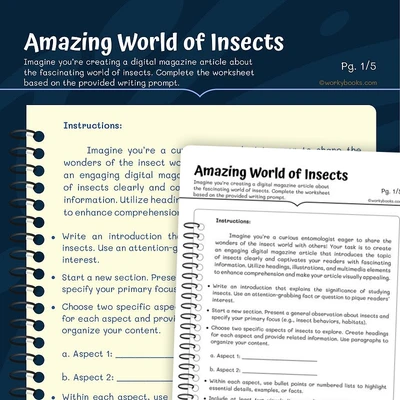 Writing Prompt Insects - worksheet educational content