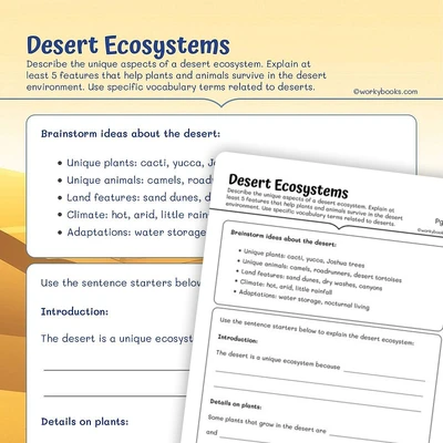 Desert Ecosystems - worksheet educational content