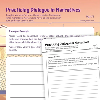 Dialogue in Narrative Writing - worksheet educational content
