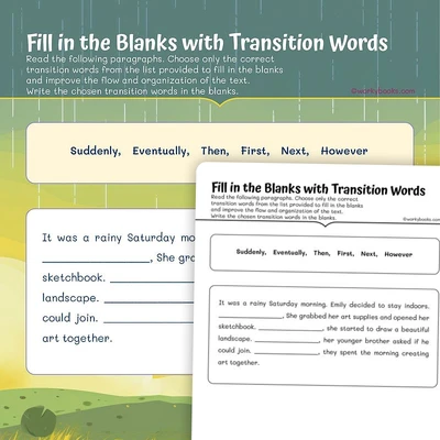 Fill in the Blanks with Transition Words - worksheet educational content