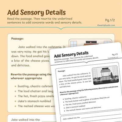 Add Sensory Details - worksheet educational content