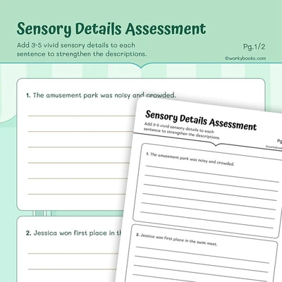 Sensory Details Assessment - worksheet educational content