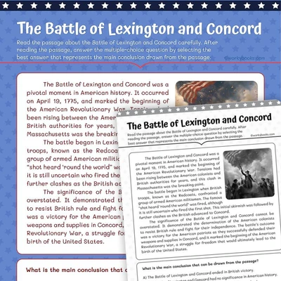 The Battle of Lexington and Concord - worksheet educational content