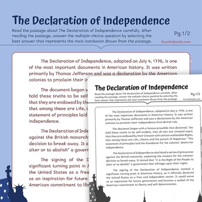 The Declaration of Independence - worksheet educational content