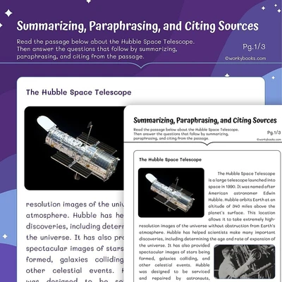 Summarizing, Paraphrasing, and Citing Sources - worksheet educational content