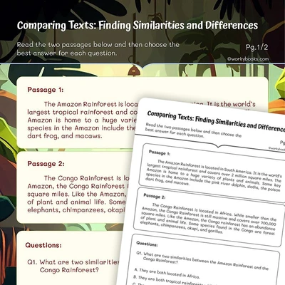 Comparing Texts: Finding Similarities and Differences - worksheet educational content