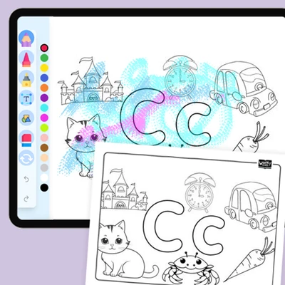 Letter C - coloring educational content