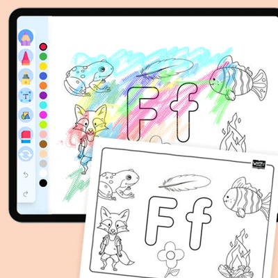 Letter F - coloring educational content