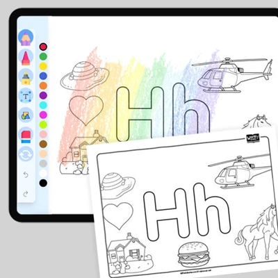 Letter H - coloring educational content