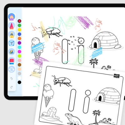 Letter I - coloring educational content