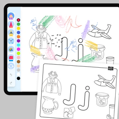 Letter J - coloring educational content